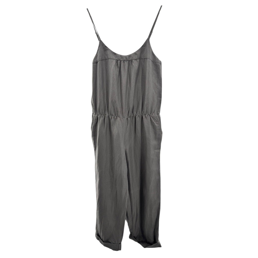 Ali Ro Women's Jumpsuit‎ 8 Gray Pockets Silk Linen Oversized Lagenlook Relaxed